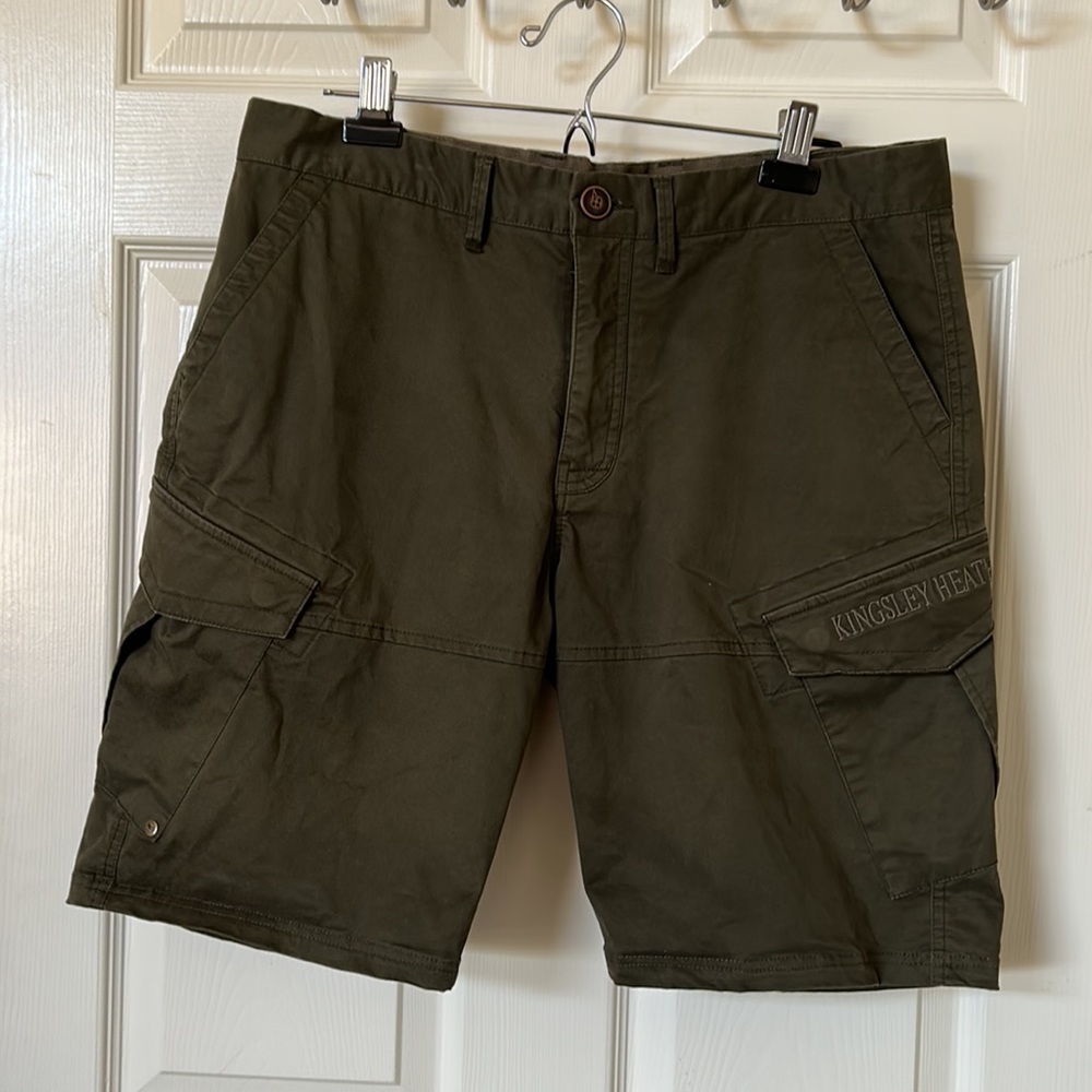 Kingsley Heath Mens Olive Green Cargo Shorts Size 36